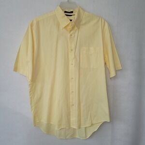 Austin Reed London Mens Short Sleeve Button Down Shirt Yellow Oxford Cloth Large